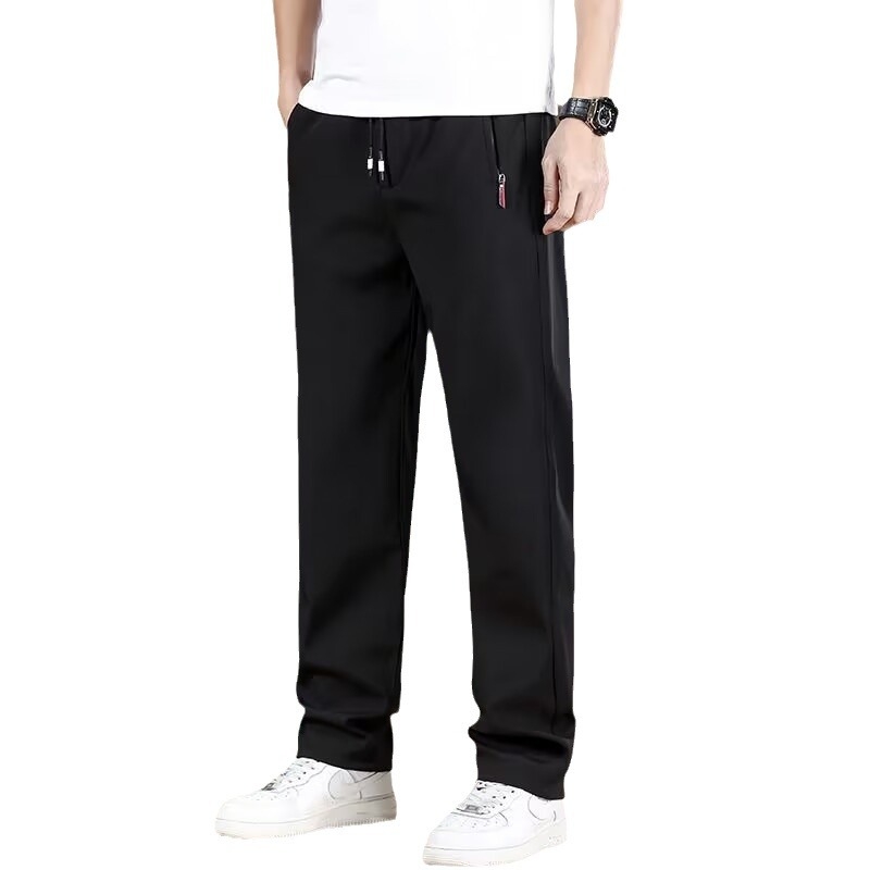 Ανδρικά χειμερινά παντελόνια σπορ-χαλάρωσης με φλις εσωτερική επένδυση, ανθεκτικά στον άνεμο, ίσιο κόψιμο, μέση με ζώνη και κορδόνι