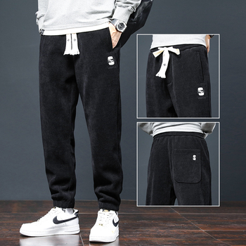 Casual sportnadrág — koreai stílus, laza szabás, középmagas derekú, corduroy, vastag anyag