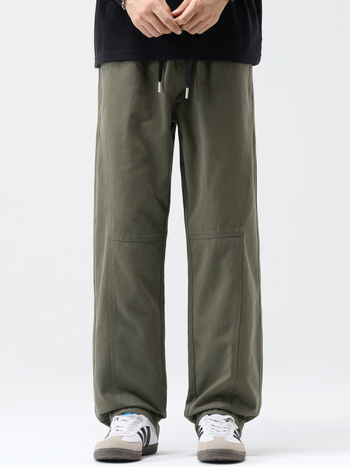 Férfi pamut nadrág fleece-belelt, egyenes szárú, középmagas derék, fűzőzárral záródik