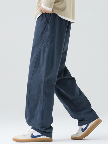 Férfi pamut nadrág fleece-belelt, egyenes szárú, középmagas derék, fűzőzárral záródik