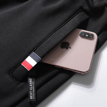 Ανδρικοί καθημερινοί παντελόνες με φλίς επένδυση, ίσια γραμμή, φερμουάρ, κυρίως νάιλον με ανάμειξη χημικών ίνών, ριγέ μοτίβο