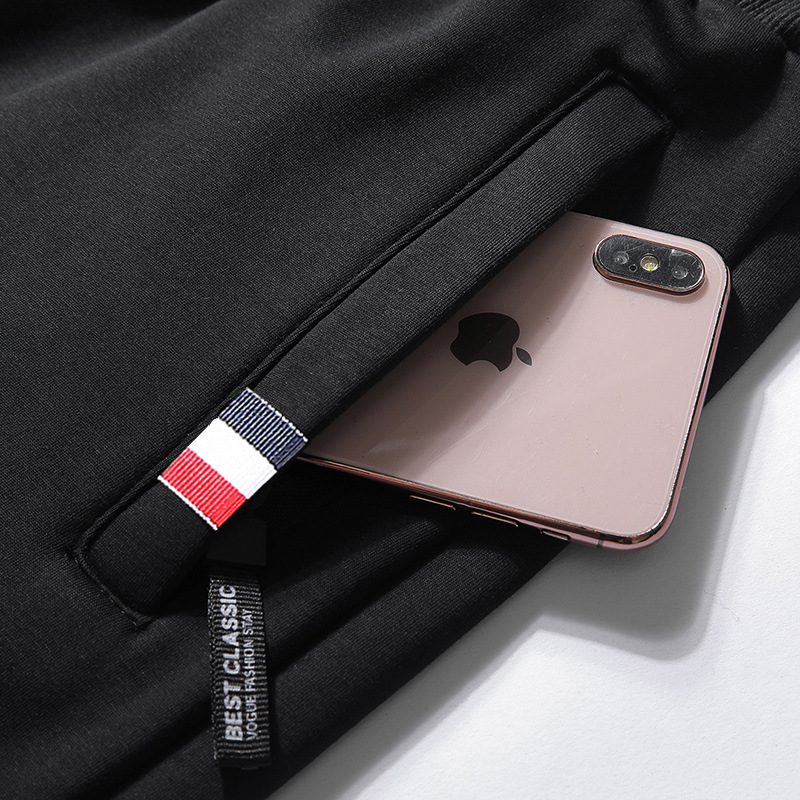 Ανδρικοί καθημερινοί παντελόνες με φλίς επένδυση, ίσια γραμμή, φερμουάρ, κυρίως νάιλον με ανάμειξη χημικών ίνών, ριγέ μοτίβο