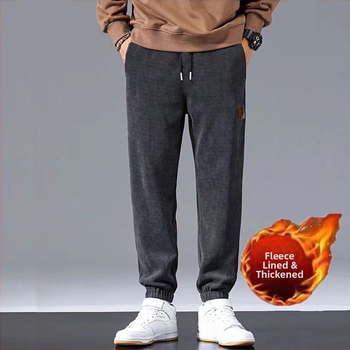 Meeste püksid paksu fliisi voodriga ja velvet Cupro kiududest, sirge lõige, pikkus 9/10, mikroelastsus