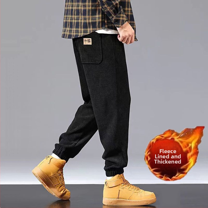 Meeste püksid paksu fliisi voodriga ja velvet Cupro kiududest, sirge lõige, pikkus 9/10, mikroelastsus