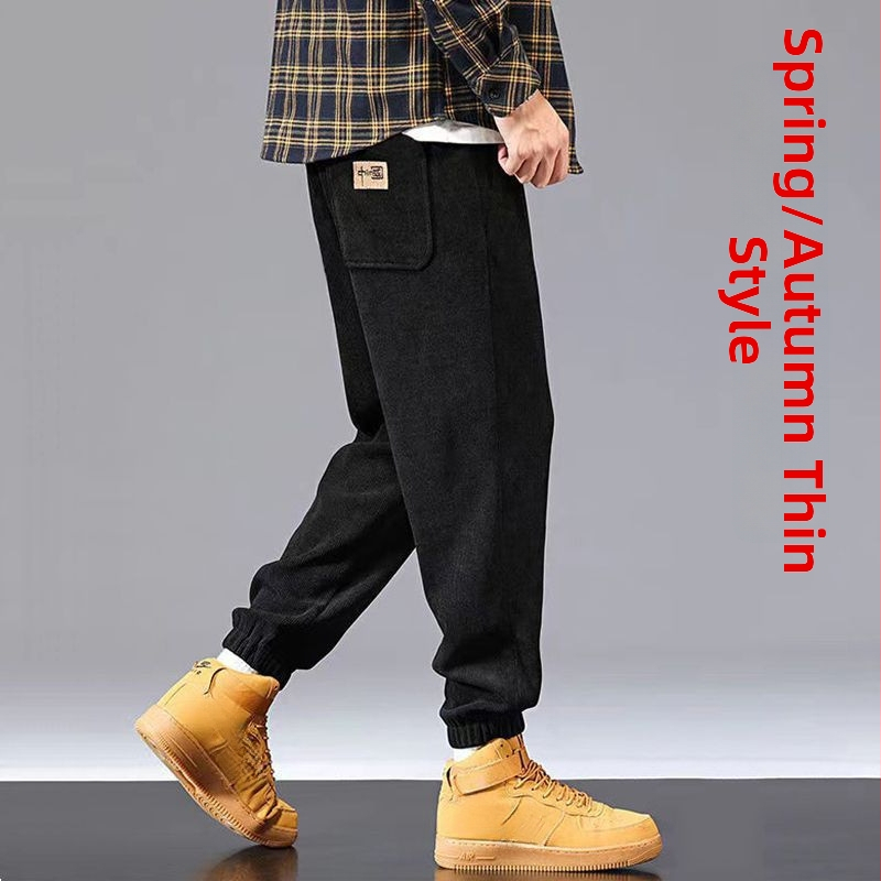 Meeste püksid paksu fliisi voodriga ja velvet Cupro kiududest, sirge lõige, pikkus 9/10, mikroelastsus