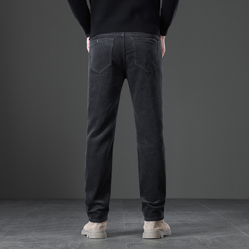 Corduroy mehe püksid fleece voodriga, sirge lõige, keskjoon, triibuline muster, puuvillane materjal, mudel MZL6009, sügis 2025