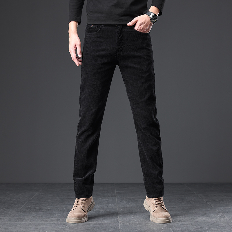 Corduroy mehe püksid fleece voodriga, sirge lõige, keskjoon, triibuline muster, puuvillane materjal, mudel MZL6009, sügis 2025