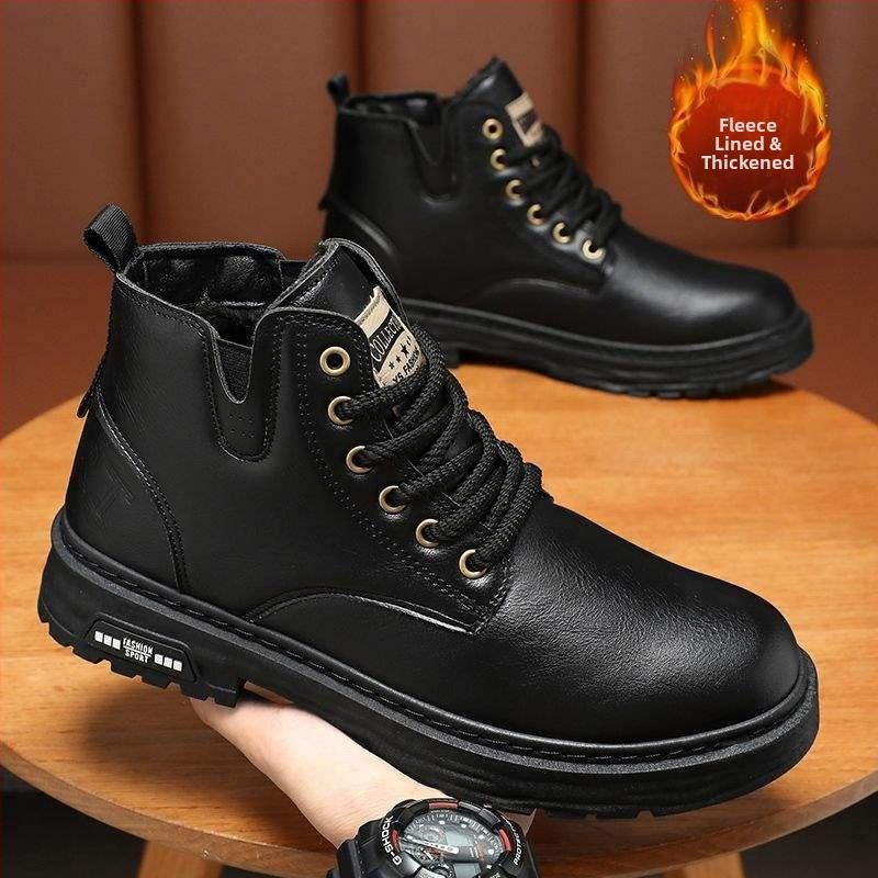 Vīriešu Martin zābaki – augsts tops, ikdienas stila, ūdensizturīgi, viegli un izturīgi, augšējā daļa no mikrošķiedras ādas un gumijas zole