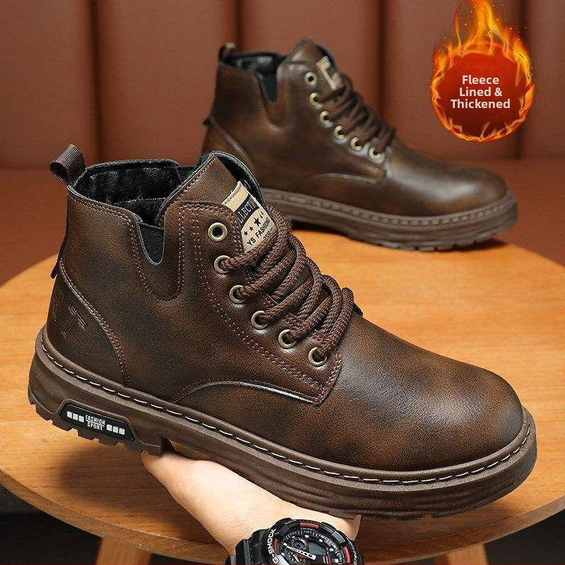 Vīriešu Martin zābaki – augsts tops, ikdienas stila, ūdensizturīgi, viegli un izturīgi, augšējā daļa no mikrošķiedras ādas un gumijas zole