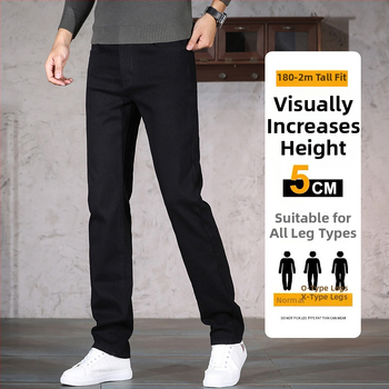 Ανδρικά τζιν από ντένιμ – επένδυση φλίς, μεσαίας μέσης, ίσια γραμμή, μικροελαστικότητα, φθινόπωρο 2025