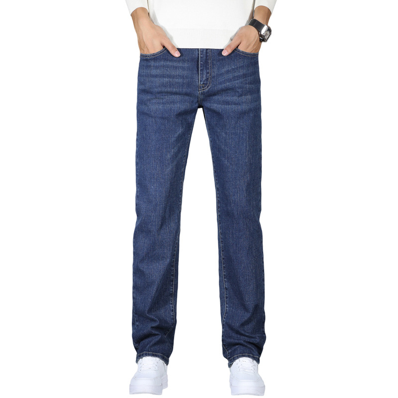 Ανδρικά τζιν από ντένιμ – επένδυση φλίς, μεσαίας μέσης, ίσια γραμμή, μικροελαστικότητα, φθινόπωρο 2025