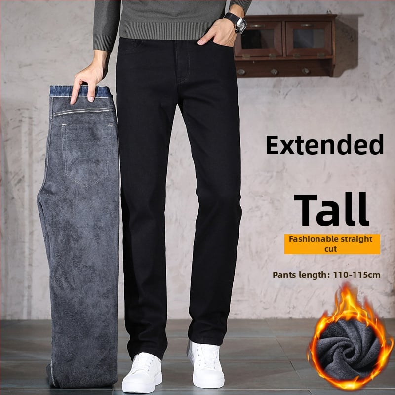 Ανδρικά τζιν από ντένιμ – επένδυση φλίς, μεσαίας μέσης, ίσια γραμμή, μικροελαστικότητα, φθινόπωρο 2025