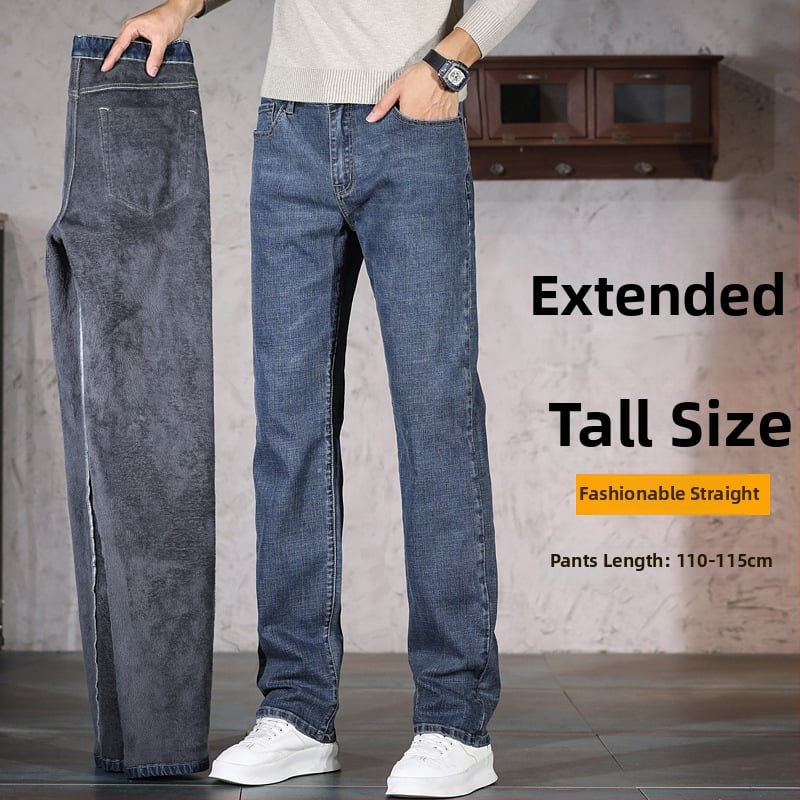 Ανδρικά τζιν από ντένιμ – επένδυση φλίς, μεσαίας μέσης, ίσια γραμμή, μικροελαστικότητα, φθινόπωρο 2025