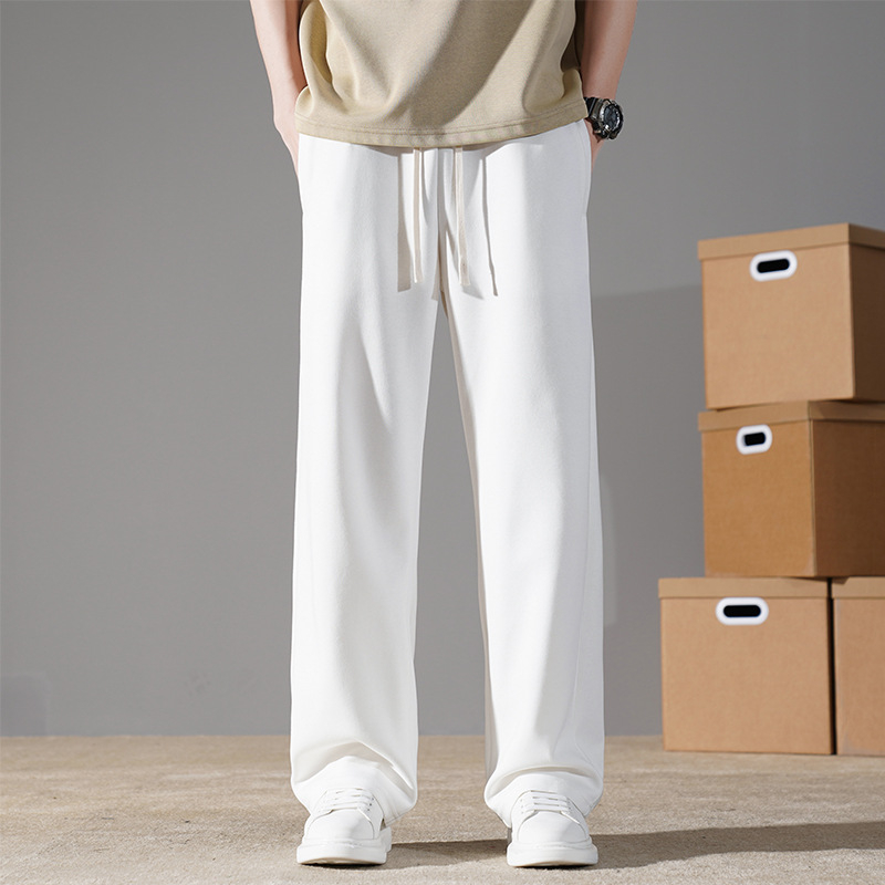 Uniszex pamut sportnadrág fleece béléses, középmagas derekú, laza egyenes szabás