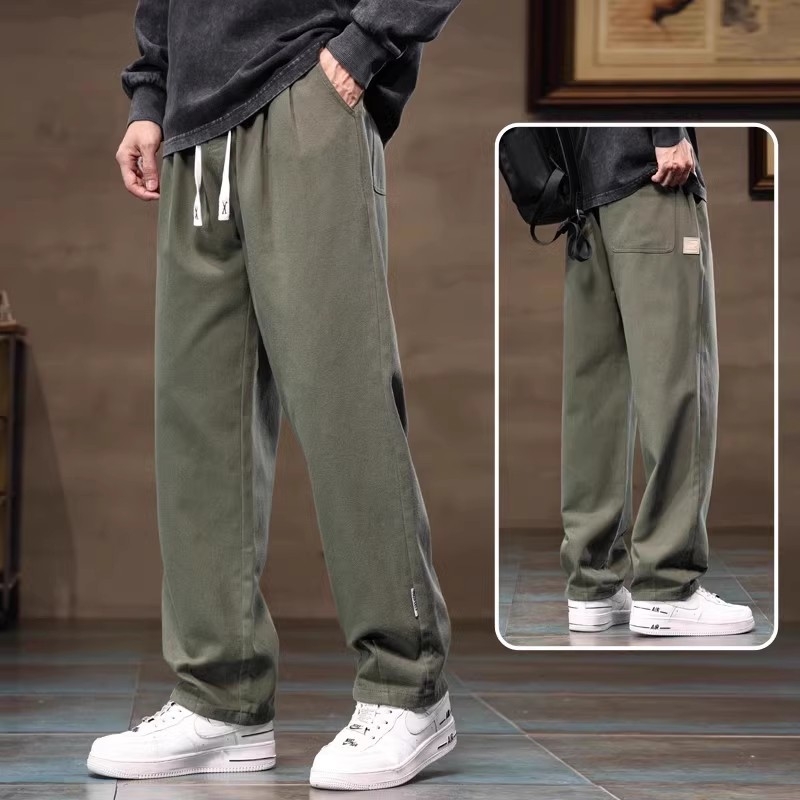 Férfi cargo nadrágok, laza egyenes szabás, 100% pamut, fleece-béléses vastagított téli változat, középmagas derekú, kötőzár