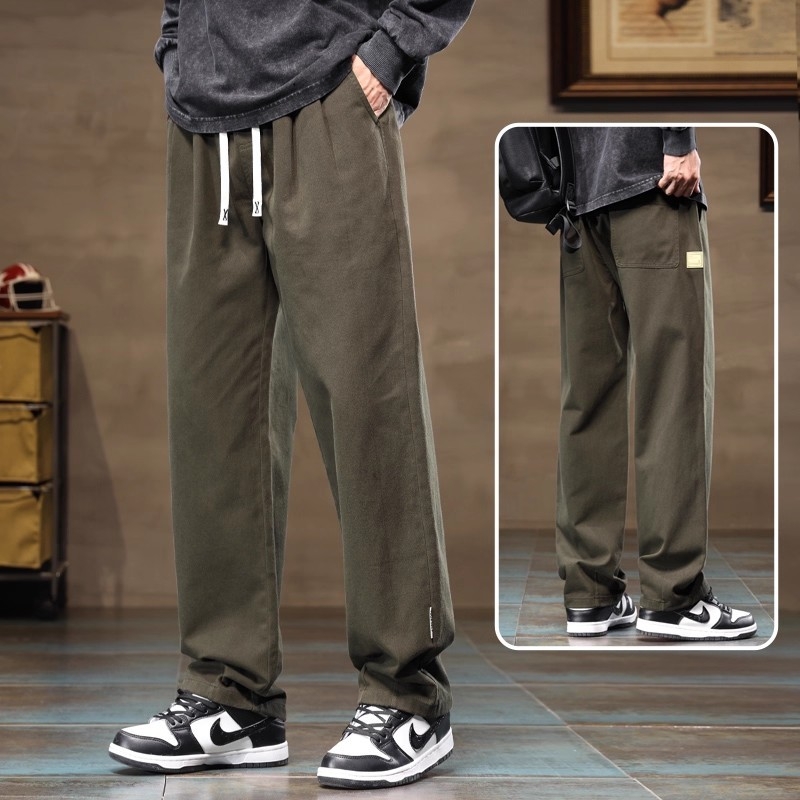 Férfi cargo nadrágok, laza egyenes szabás, 100% pamut, fleece-béléses vastagított téli változat, középmagas derekú, kötőzár