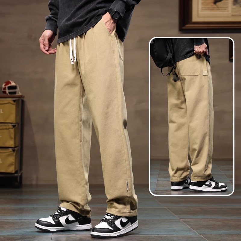 Férfi cargo nadrágok, laza egyenes szabás, 100% pamut, fleece-béléses vastagított téli változat, középmagas derekú, kötőzár