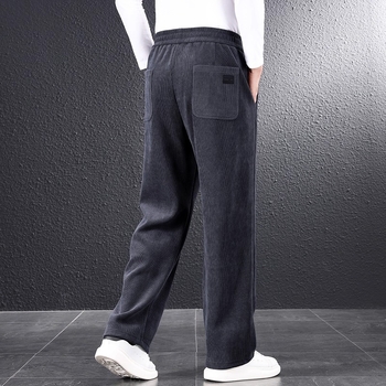 Meeste laiad püksid sügistalveks, chenillekangas, vööga, Hongkongi stiil