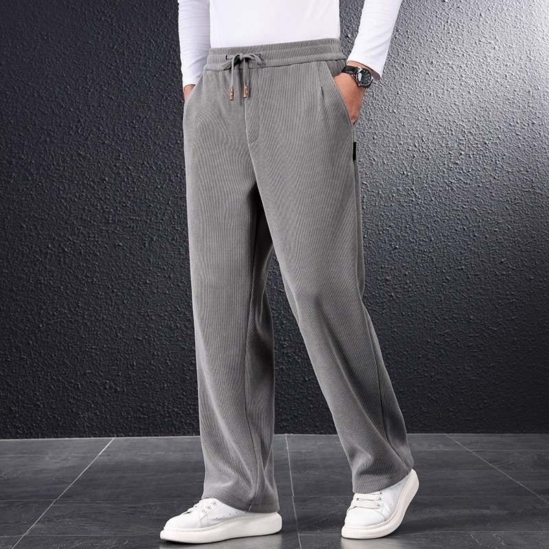 Meeste laiad püksid sügistalveks, chenillekangas, vööga, Hongkongi stiil