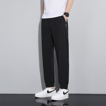 Férfi Ice Silk sportos, laza szabású nadrág, gyorsan száradó, kötőzáras zárás, lélegző poliészter, nyár