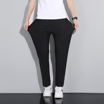 Férfi Ice Silk sportos, laza szabású nadrág, gyorsan száradó, kötőzáras zárás, lélegző poliészter, nyár