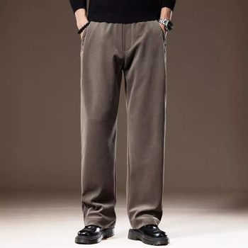 Férfiak számára készült casual nadrág, széles szabású drapált dizájn, középmagas derék, övvel, kötős zárás, chenille poliészter anyag, több zseb, utcai stílus