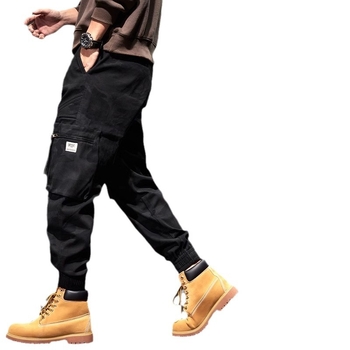 Férfi pamut camouflage cargo nadrág – középmagas derekú, lazán szabott, övvel, para-sztylús, szabadtéri sportokra