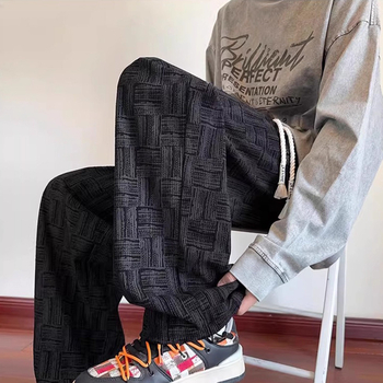 Rácsmintás egyenes nadrág, középmagasságú derék, japán friss stílus, anyag: kevert kémiai rostok, nyár 2025