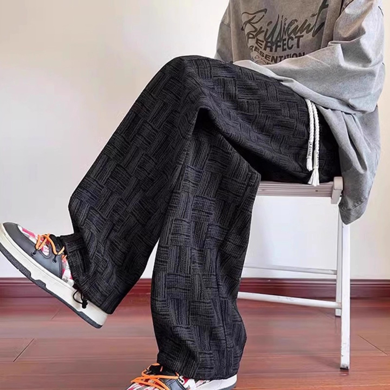 Rácsmintás egyenes nadrág, középmagasságú derék, japán friss stílus, anyag: kevert kémiai rostok, nyár 2025