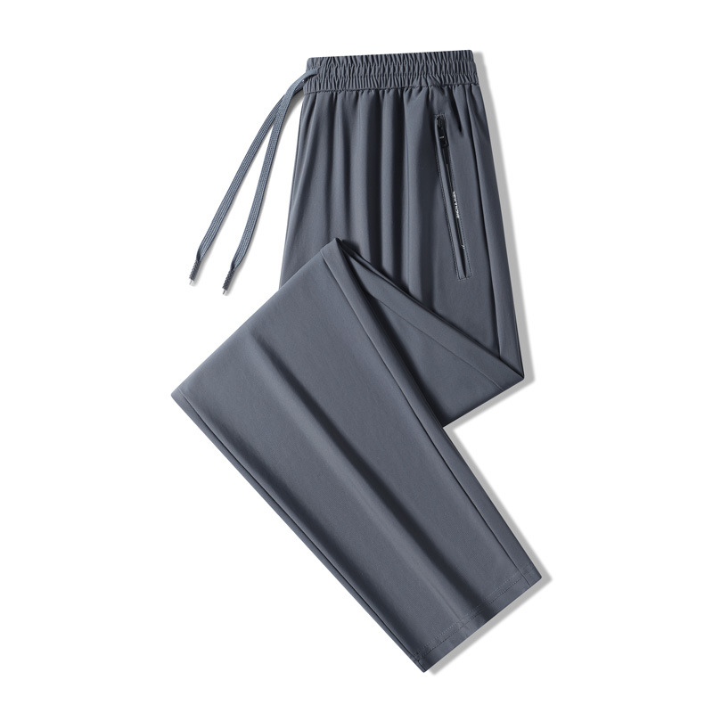 Férfi Ice Silk nadrág – egyenes szabású, magas derekú, tinédzser számára, hosszú, városi stílusú nadrág