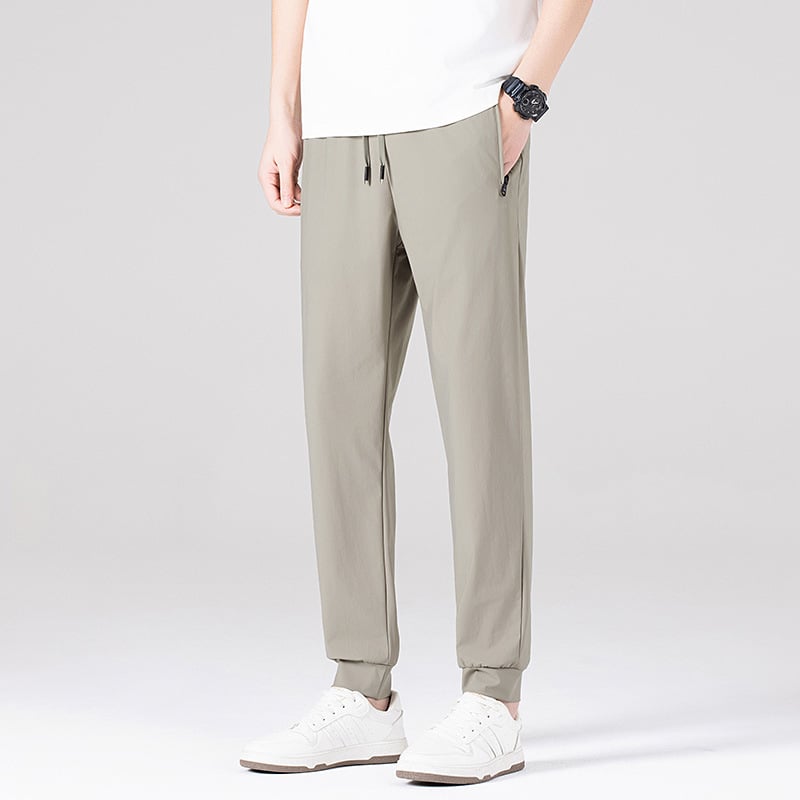 Férfi Ice Silk nadrág – egyenes szabású, magas derekú, tinédzser számára, hosszú, városi stílusú nadrág