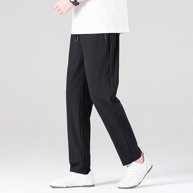 Férfi Ice Silk nadrág – egyenes szabású, magas derekú, tinédzser számára, hosszú, városi stílusú nadrág