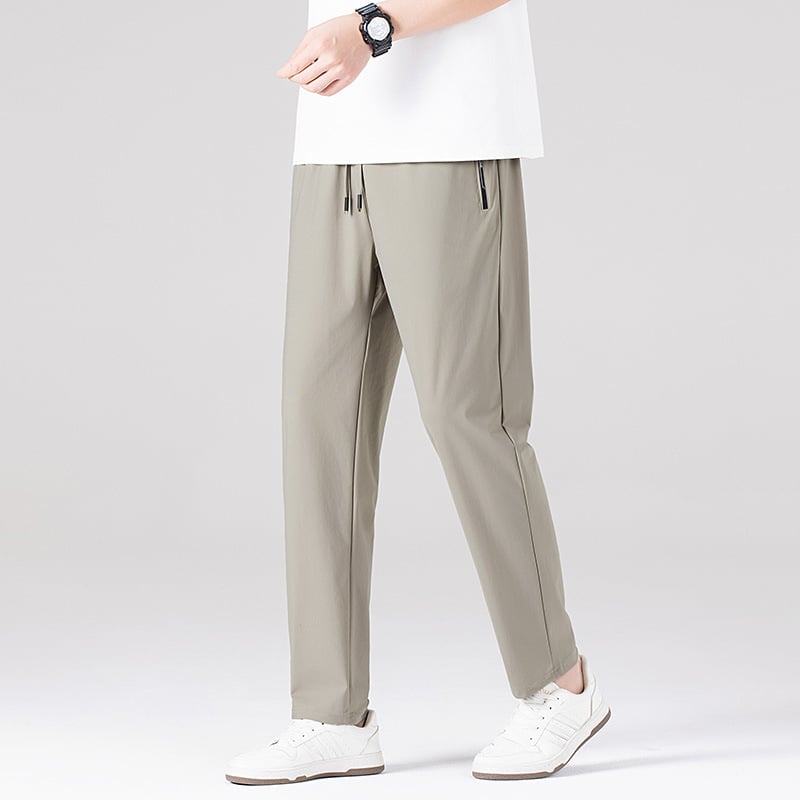 Férfi Ice Silk nadrág – egyenes szabású, magas derekú, tinédzser számára, hosszú, városi stílusú nadrág