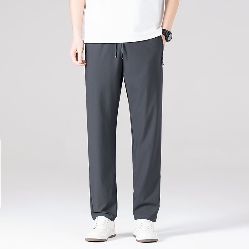 Férfi Ice Silk nadrág – egyenes szabású, magas derekú, tinédzser számára, hosszú, városi stílusú nadrág