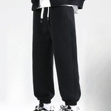 Ανδρικά χειμωνιάτικα παντελόνια με επένδυση φλίς, αντιανεμικά, ευρεία γραμμή, κορδόνι στη μέση, πολυεστερικό ύφασμα