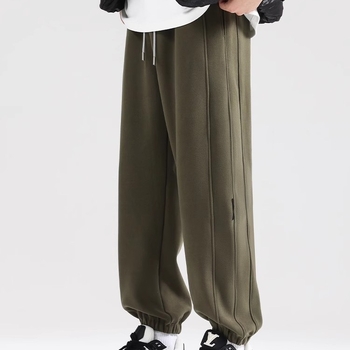 Ανδρικά χειμωνιάτικα παντελόνια με επένδυση φλίς, αντιανεμικά, ευρεία γραμμή, κορδόνι στη μέση, πολυεστερικό ύφασμα