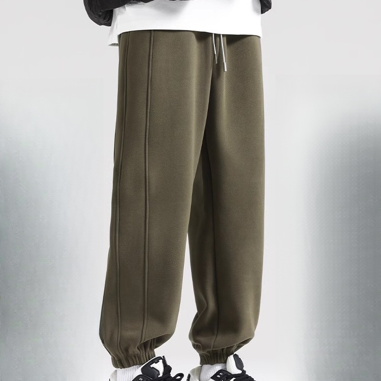 Ανδρικά χειμωνιάτικα παντελόνια με επένδυση φλίς, αντιανεμικά, ευρεία γραμμή, κορδόνι στη μέση, πολυεστερικό ύφασμα