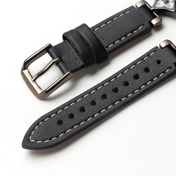 Xiaomi 9/10 съвместим ремък за часовник – естествена кожа и сплав, конектор с четири листа детелина, 14 мм интерфейс, закопчаване с игла