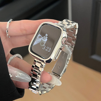 Kovový náramok pre Apple Watch, zapínanie na sponu, lesklý dizajn, módny štýl (Kompatibilné s Apple Watch; Kovový náramok; Zapínanie na sponu; Módny)