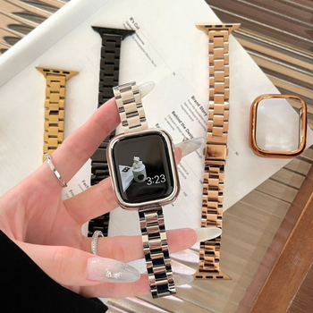Kovový náramok pre Apple Watch, zapínanie na sponu, lesklý dizajn, módny štýl (Kompatibilné s Apple Watch; Kovový náramok; Zapínanie na sponu; Módny)