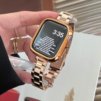 Kovový náramok pre Apple Watch, zapínanie na sponu, lesklý dizajn, módny štýl (Kompatibilné s Apple Watch; Kovový náramok; Zapínanie na sponu; Módny)