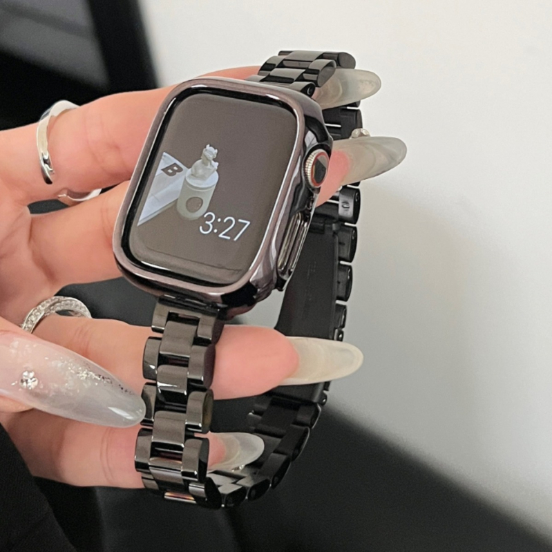 Kovový náramok pre Apple Watch, zapínanie na sponu, lesklý dizajn, módny štýl (Kompatibilné s Apple Watch; Kovový náramok; Zapínanie na sponu; Módny)