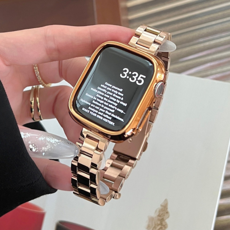 Kovový náramok pre Apple Watch, zapínanie na sponu, lesklý dizajn, módny štýl (Kompatibilné s Apple Watch; Kovový náramok; Zapínanie na sponu; Módny)