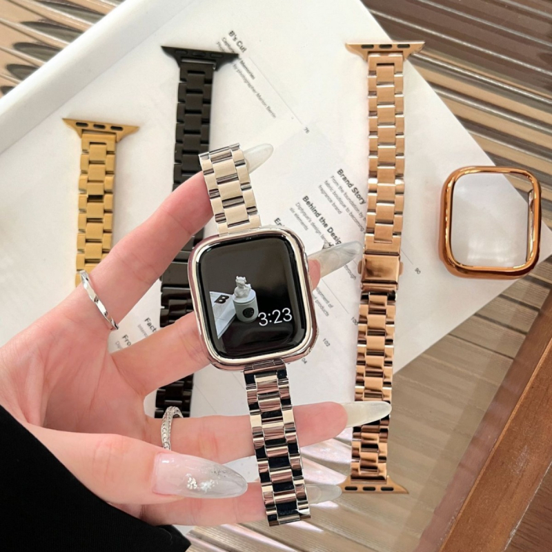 Kovový náramok pre Apple Watch, zapínanie na sponu, lesklý dizajn, módny štýl (Kompatibilné s Apple Watch; Kovový náramok; Zapínanie na sponu; Módny)