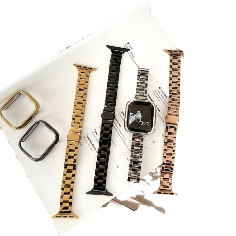 Kovový náramok pre Apple Watch, zapínanie na sponu, lesklý dizajn, módny štýl (Kompatibilné s Apple Watch; Kovový náramok; Zapínanie na sponu; Módny)