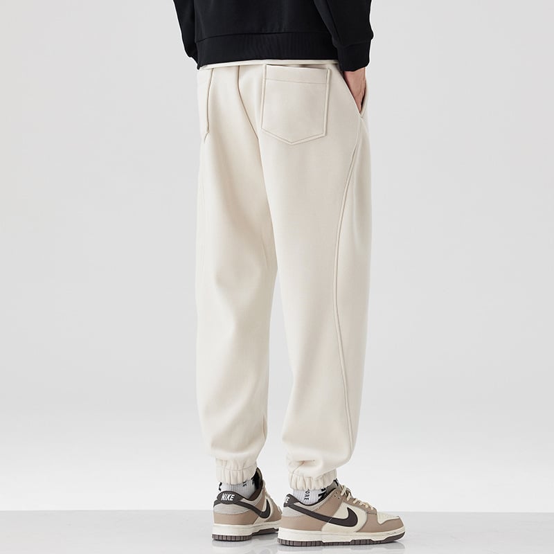 Meeste sportpüksid sirge lõikega, keskmine vöökoht, mikroelastsus, paks materjal