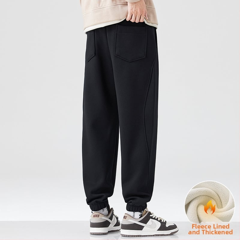 Meeste sportpüksid sirge lõikega, keskmine vöökoht, mikroelastsus, paks materjal