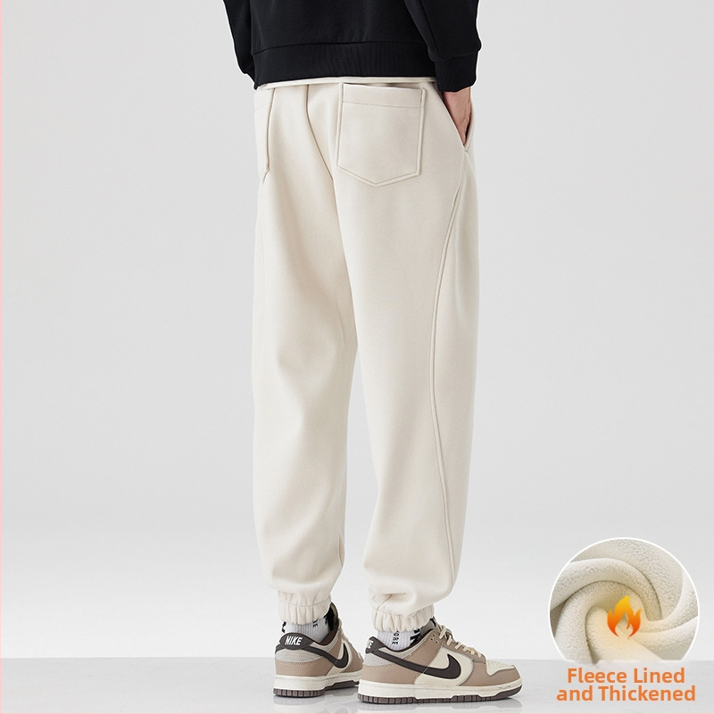 Meeste sportpüksid sirge lõikega, keskmine vöökoht, mikroelastsus, paks materjal