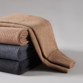 Unisex vunene hlače, visokoga pojasa, uski kroj, pletene prugaste, dvostruki sloj, srednja debljina, tople