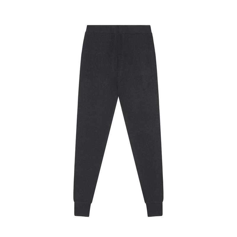 Unisex vunene hlače, visokoga pojasa, uski kroj, pletene prugaste, dvostruki sloj, srednja debljina, tople